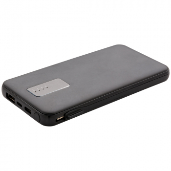 Внешний аккумулятор со встроенными кабелями 10000 mAh, черный